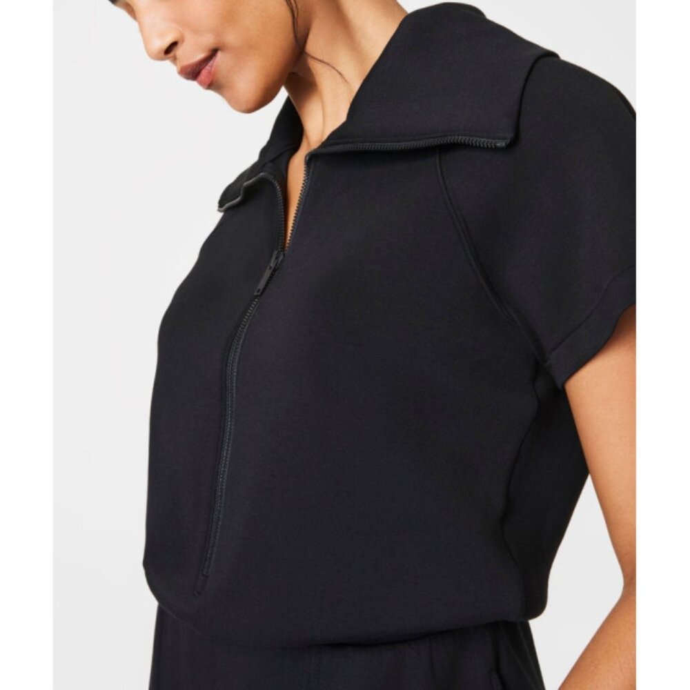 Spanx AirEssentials Half-Zip Romper Very Black Henley Zipper Polo Jumpsuit 2X - Picture 6 of 15